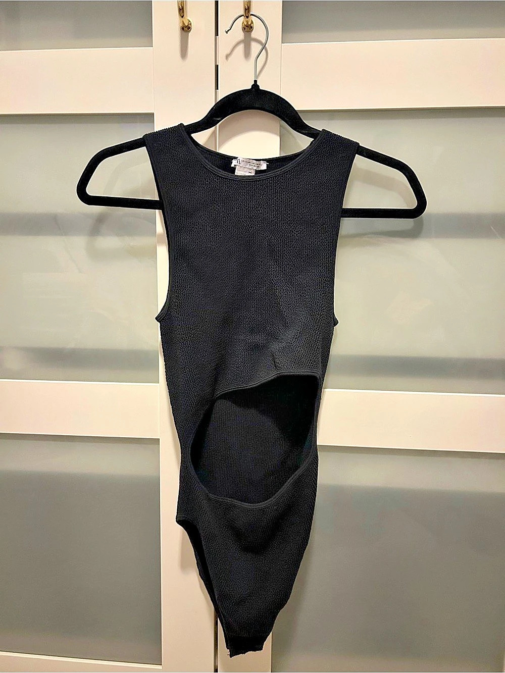 Zara Black Sleeveless Bodysuit Size Medium Like New
